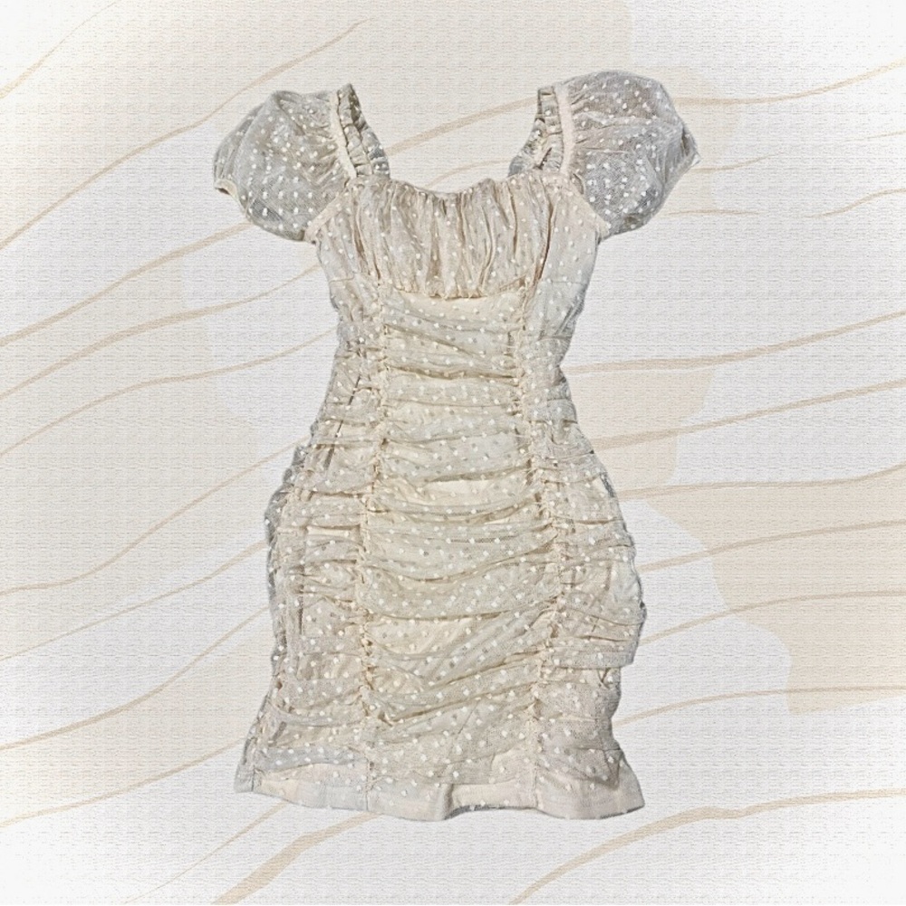 Lace off-white mini-dress